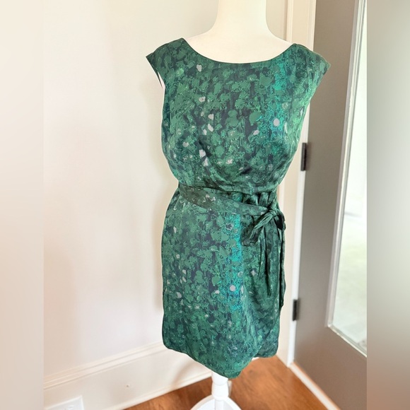 LOFT Emerald Green Sheath Dress 8P β Belted NWT - Picture 2 of 8